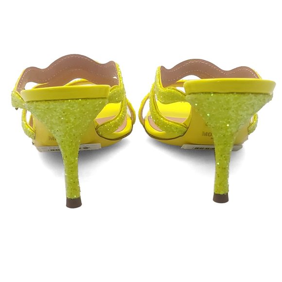 Moschino Wave Straps Glitterd Neon Yellow Slip on Sandals US 6 - Picture 11 of 11